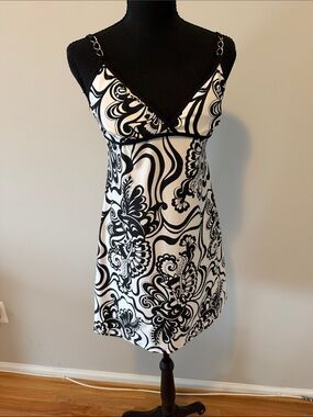 Rampage Black and White Swirl Swim Coverup Slip